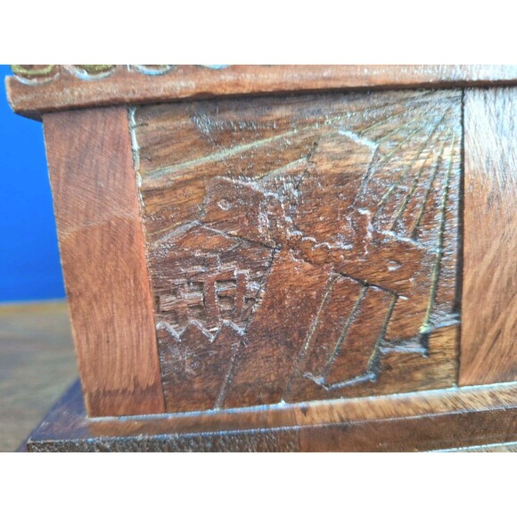 VTG SHEPHERDS WAY Hand Carved Closed Collection Bank Secrets Box Christian Theme - Picture 5 of 11